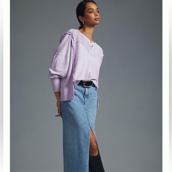 Anthropologie Pilcro Pintuck Sweatshirt Lavender XXS NWT J y2k streetwear - Picture 6 of 8